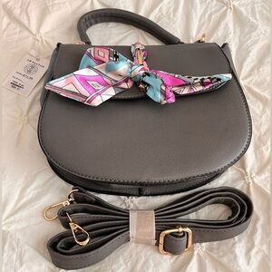 Gray AR New York Scarf Flap Crossbody Bag